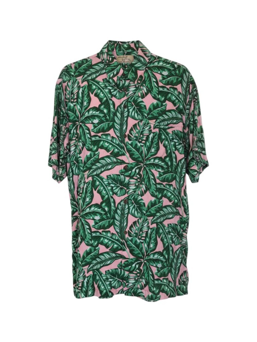 Kenny Flowers Pink Green Tropical Button Down Shirt XXL